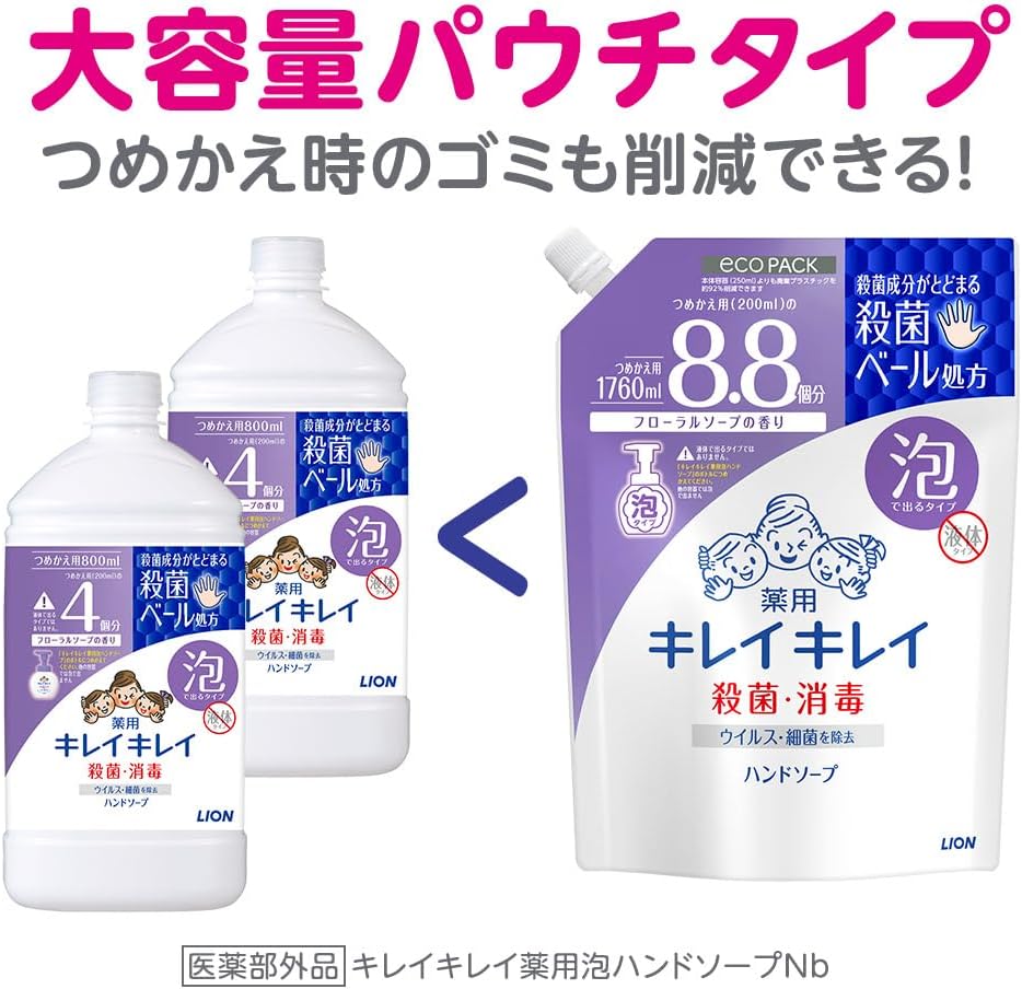 Detalle de キレイキレイ 薬用泡ハンドソープ 詰め替え 1760ml フローラルソープの香り