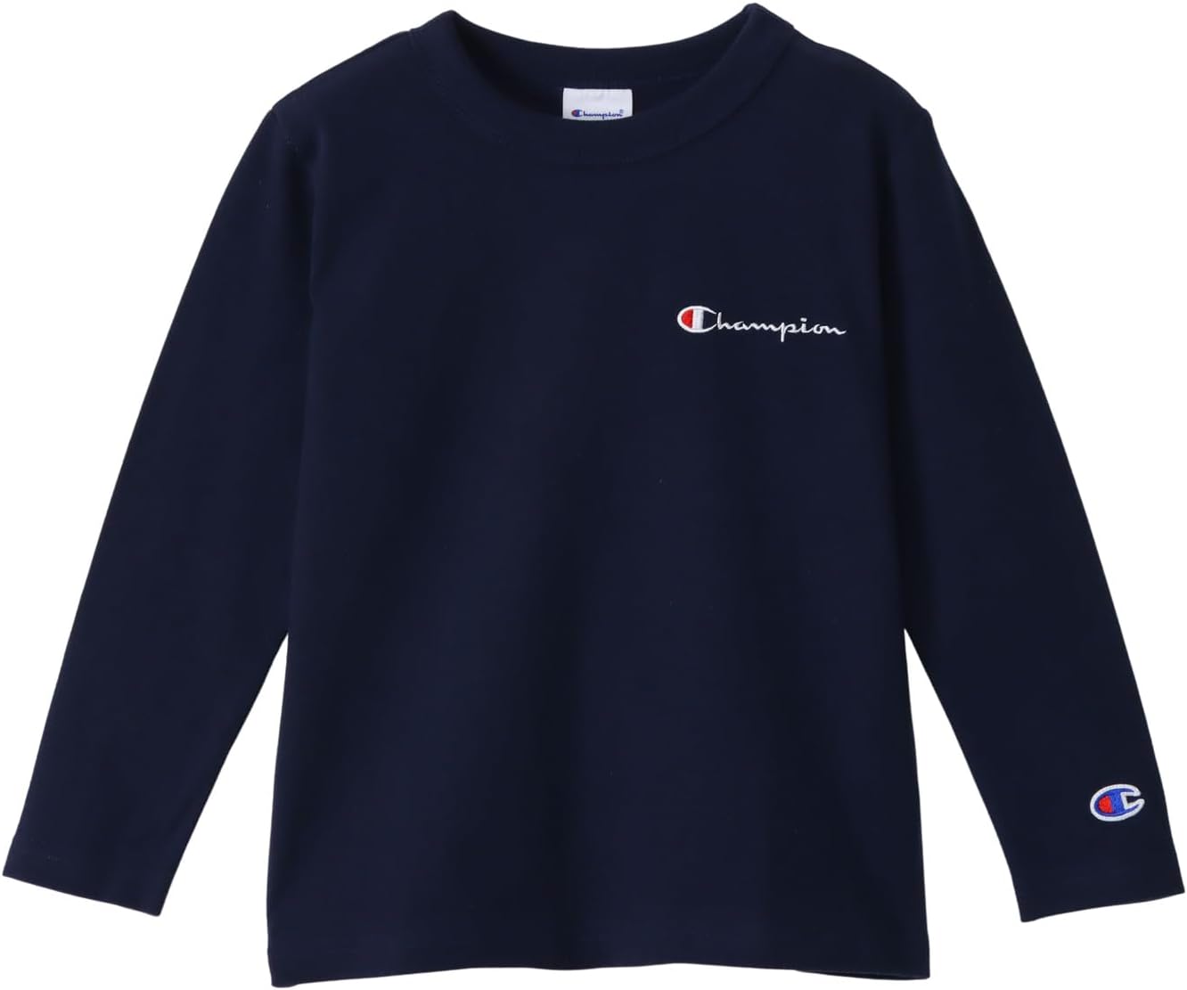 Detalle de Champion CKSY404Z キッズ長袖Tシャツ 綿100%・バインダーネック・胸ロゴ刺繍