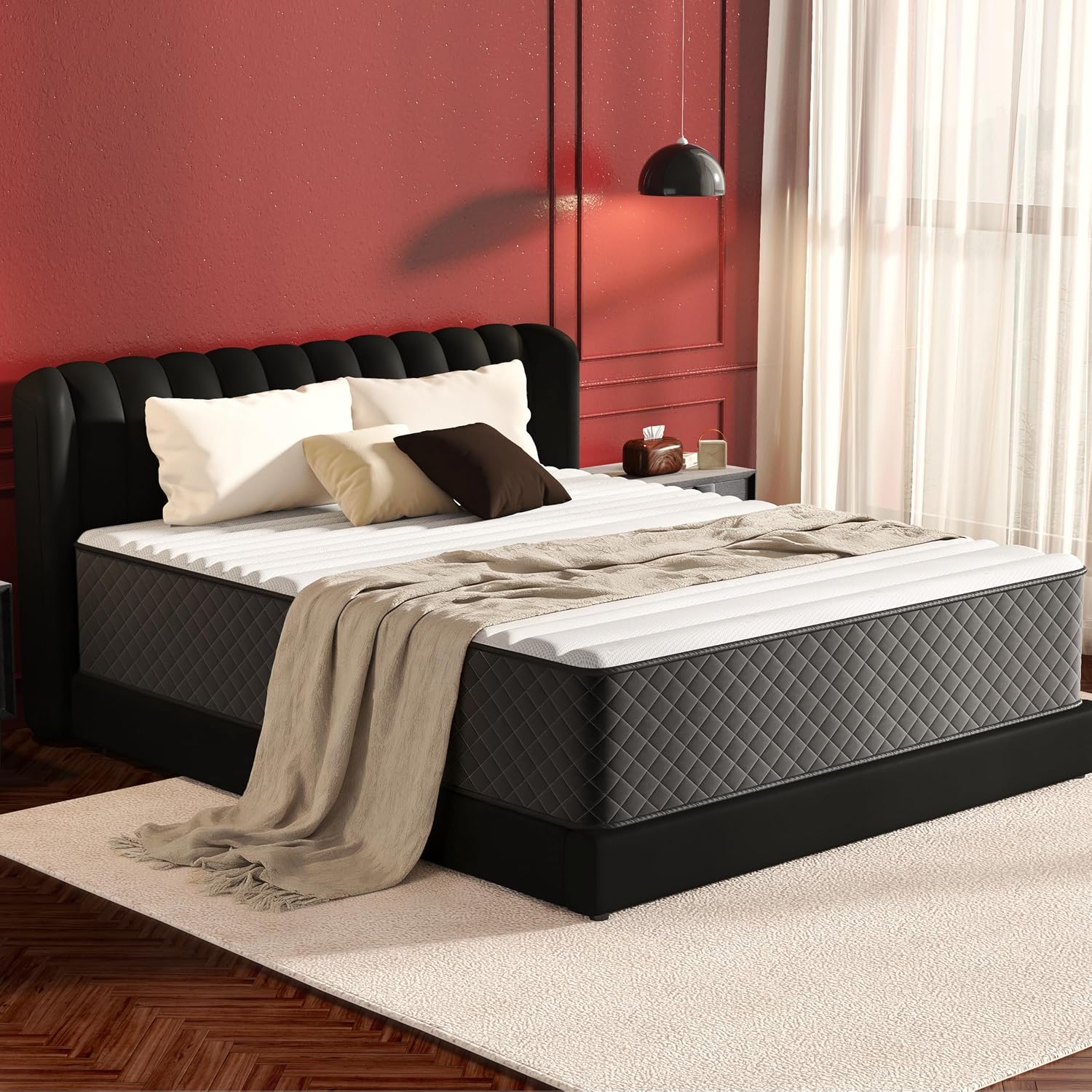 Detalle de PETONOBARA BT10KI-CA 10-Inch King Hybrid Mattress with Memory Foam and Pocket Springs