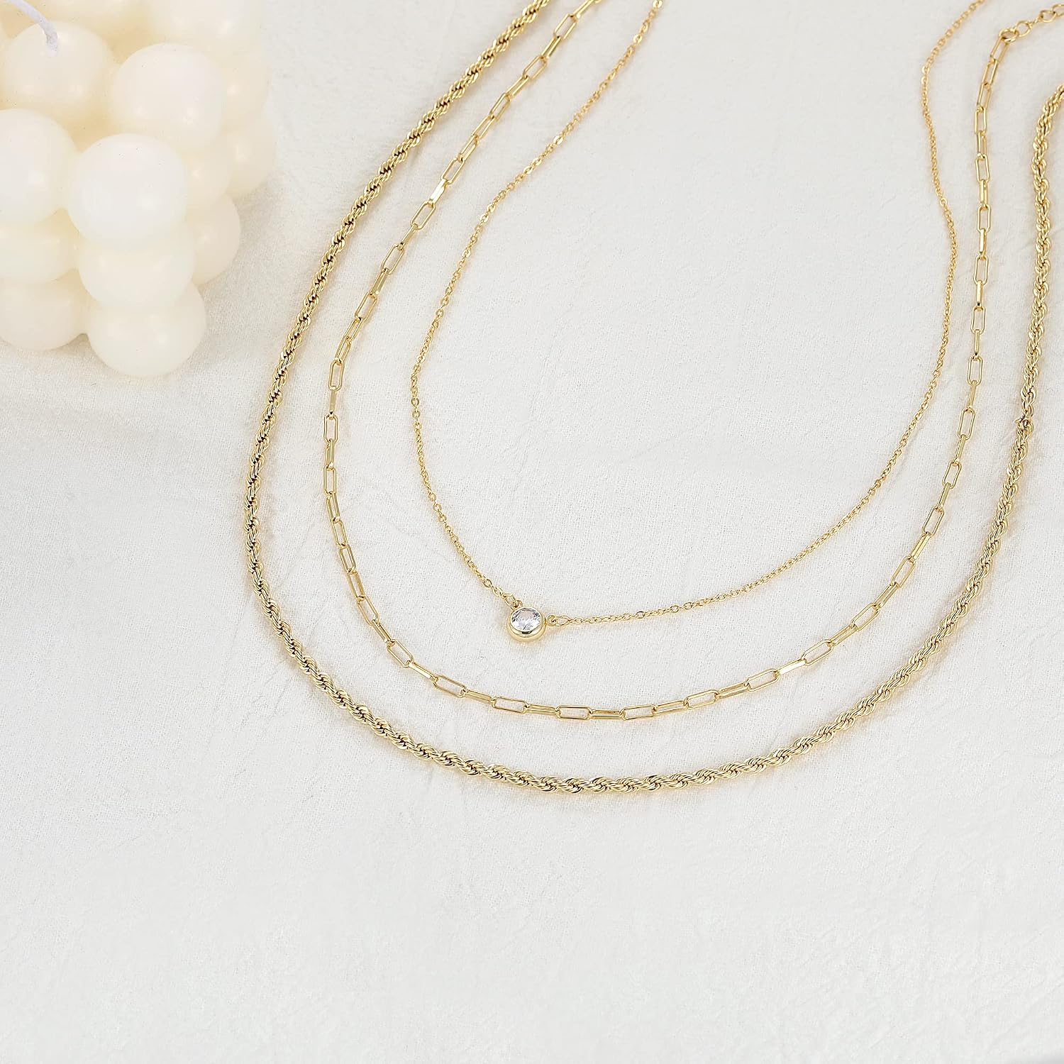 Detalle 2 de CHESKY Layered Chain Necklace, 14K Gold-Plated Brass