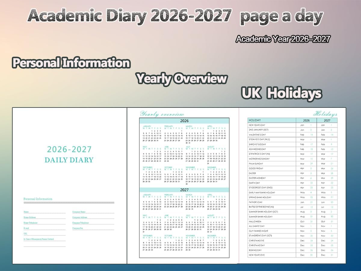 Thumbnail 6 de Academic Diary 2026–2027 A5 Day to Page (Pink) Hardback Planner with Pen Holder