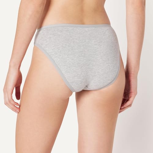 Thumbnail 2 de Amazon Essentials Slip Bikini a Taglio Alto in Cotone Elasticizzato Donna – Confezione da 6 Grigio Mélange, 46