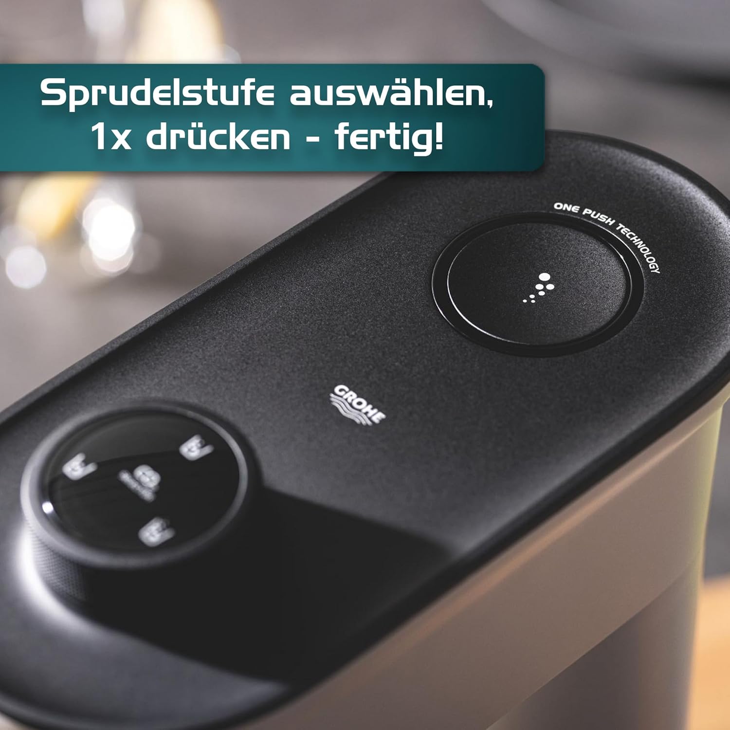 Detalle de GROHE Blue Fizz Wassersprudler Starter Set – Schwarz (Modell 31943K00)