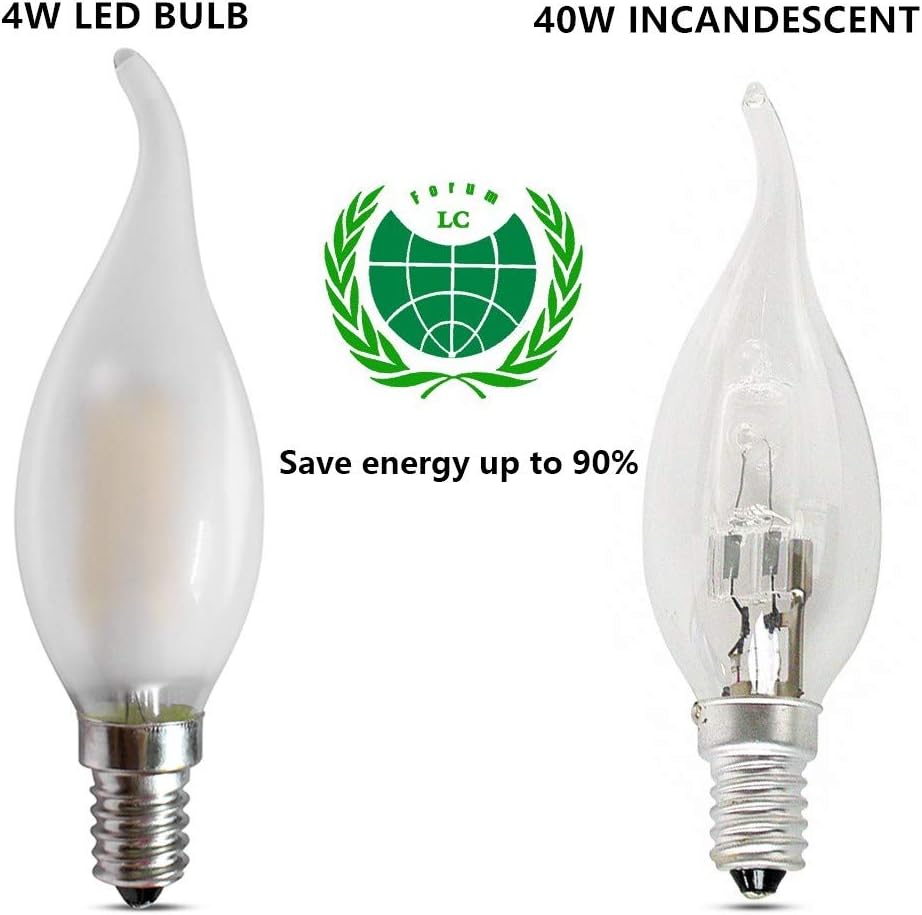 Detalle de BELINGGO E14 Dimmable LED Candelabra Bulbs 4W (C35, 2700K) – Pack of 10