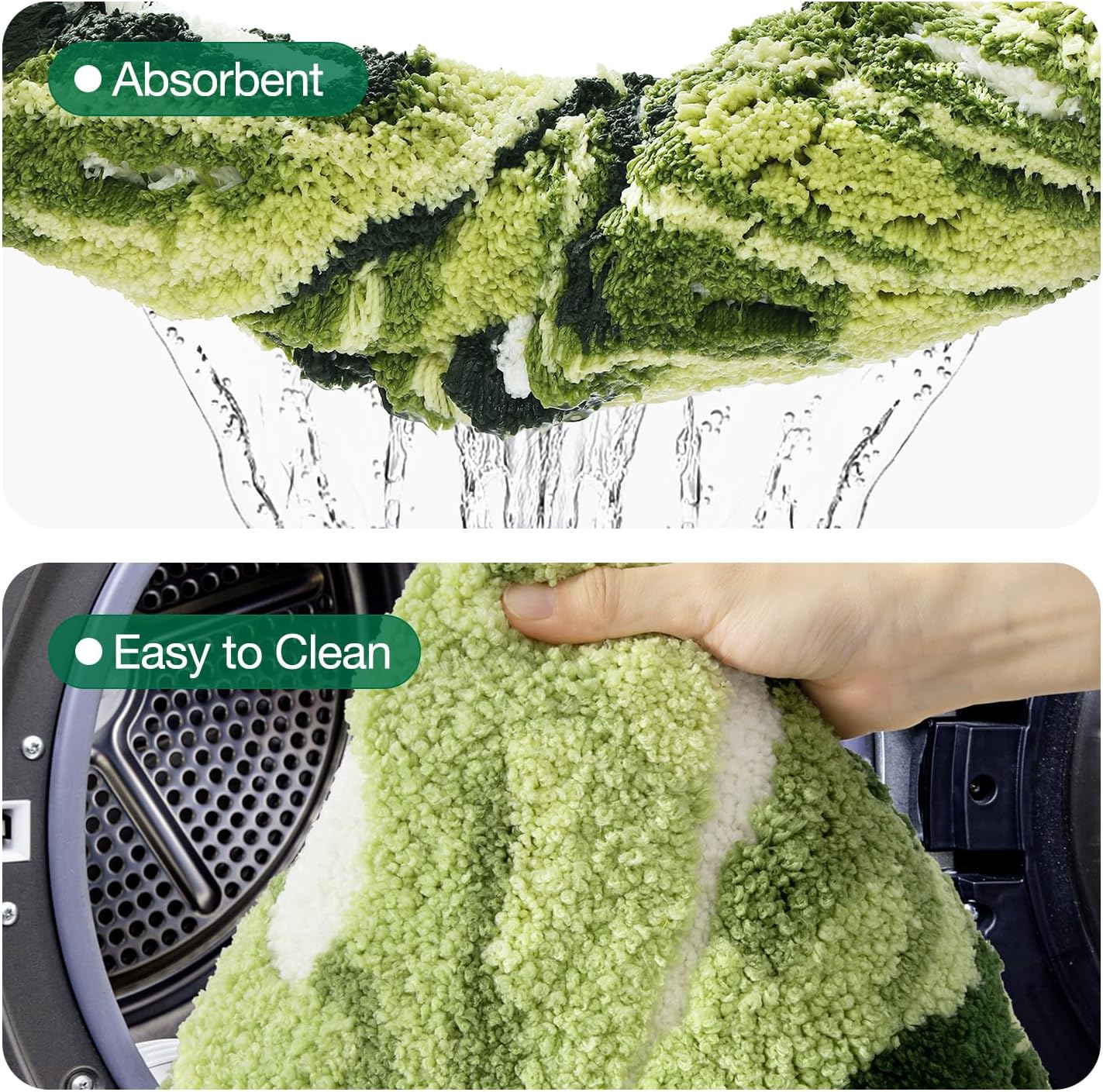 Thumbnail 6 de LUMI Monstera Green Leaf Bathroom Rug (23.5"x31.5")—Soft, Plush, Non-Slip, Machine Washable