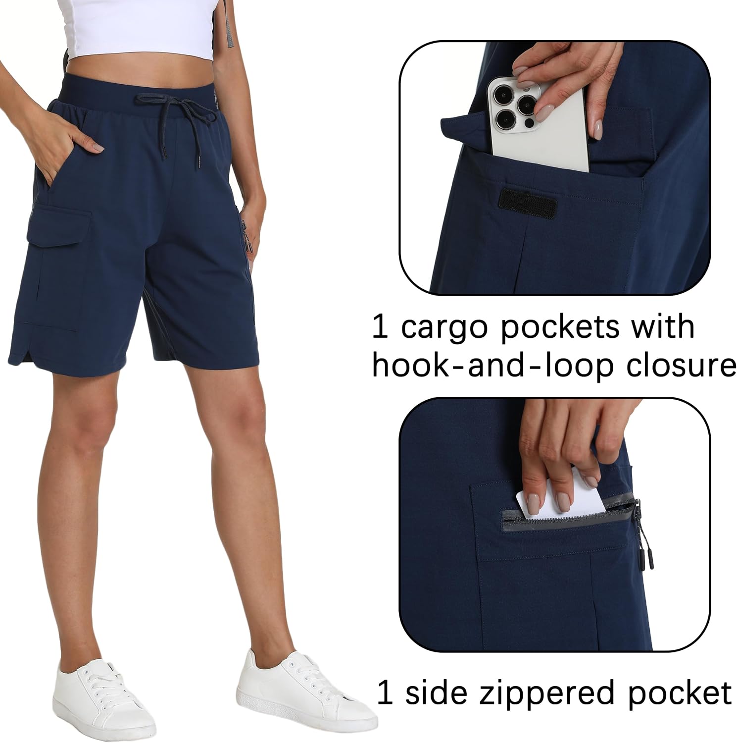 Thumbnail 6 de Rrosseyz Women’s Hiking Cargo Shorts with Pockets (Quick-Dry, Water-Resistant, 9-Inch Inseam)