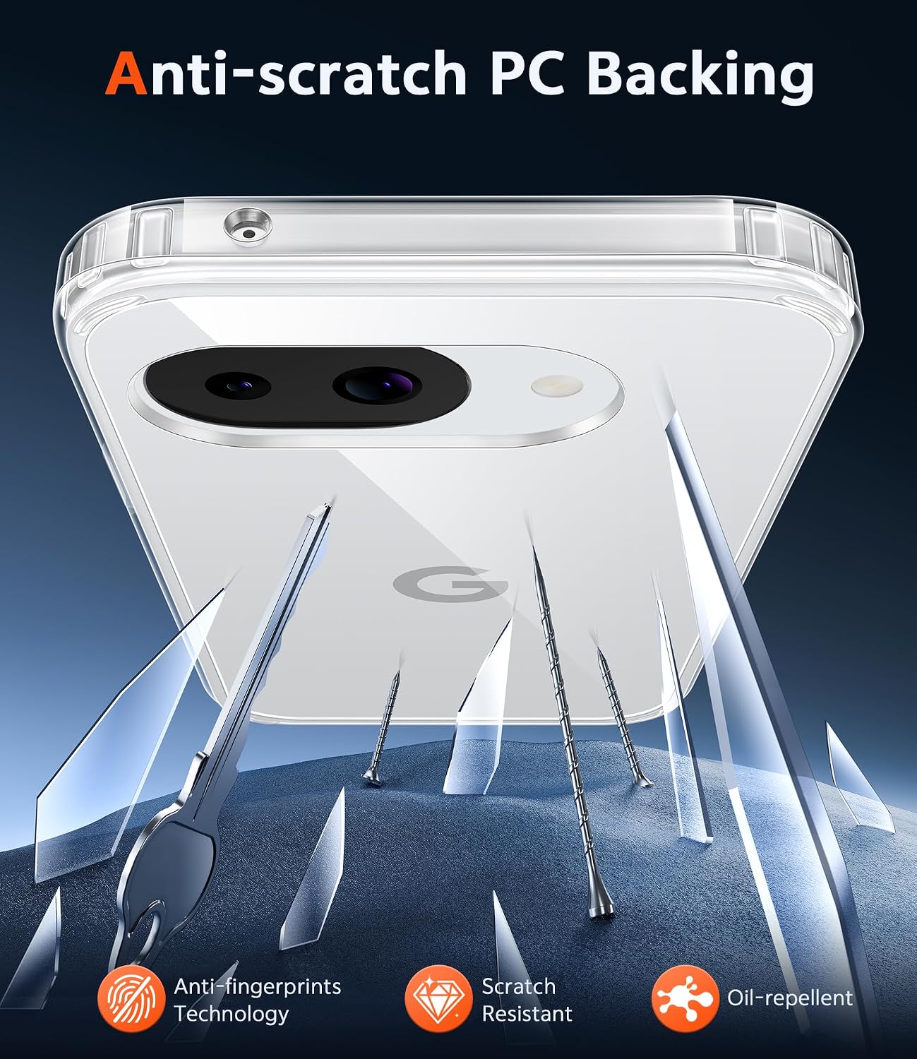 Detalle de FNTCASE Clear Case with Screen Protector for Google Pixel 10a — Anti-Yellowing, Military-Grade Drop Protection