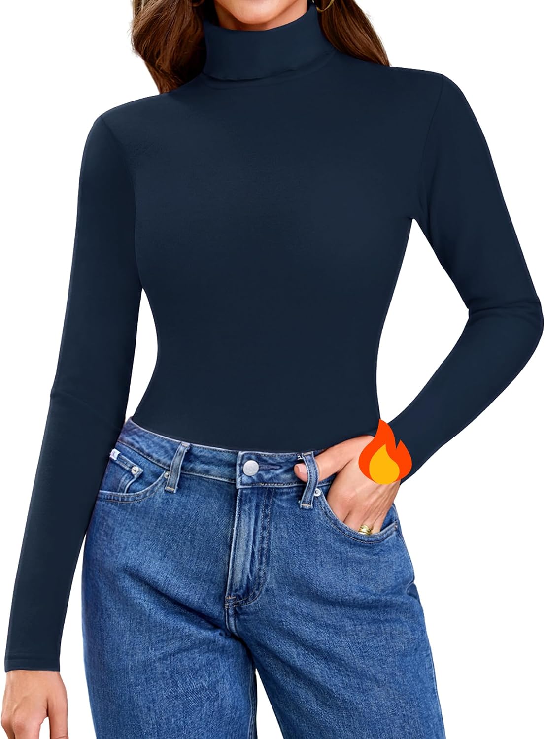 Detalle de Aottori Haut Thermique Femme col roulé - T-shirt à manches longues Thermoflux