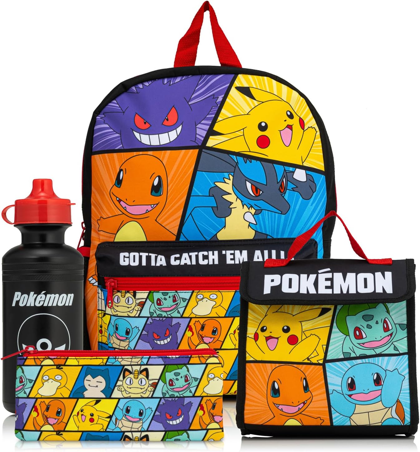 Detalle de Pokemon Backpack 4 Piece School Set: Backpack, Lunch Box, Water Bottle & Pencil Case