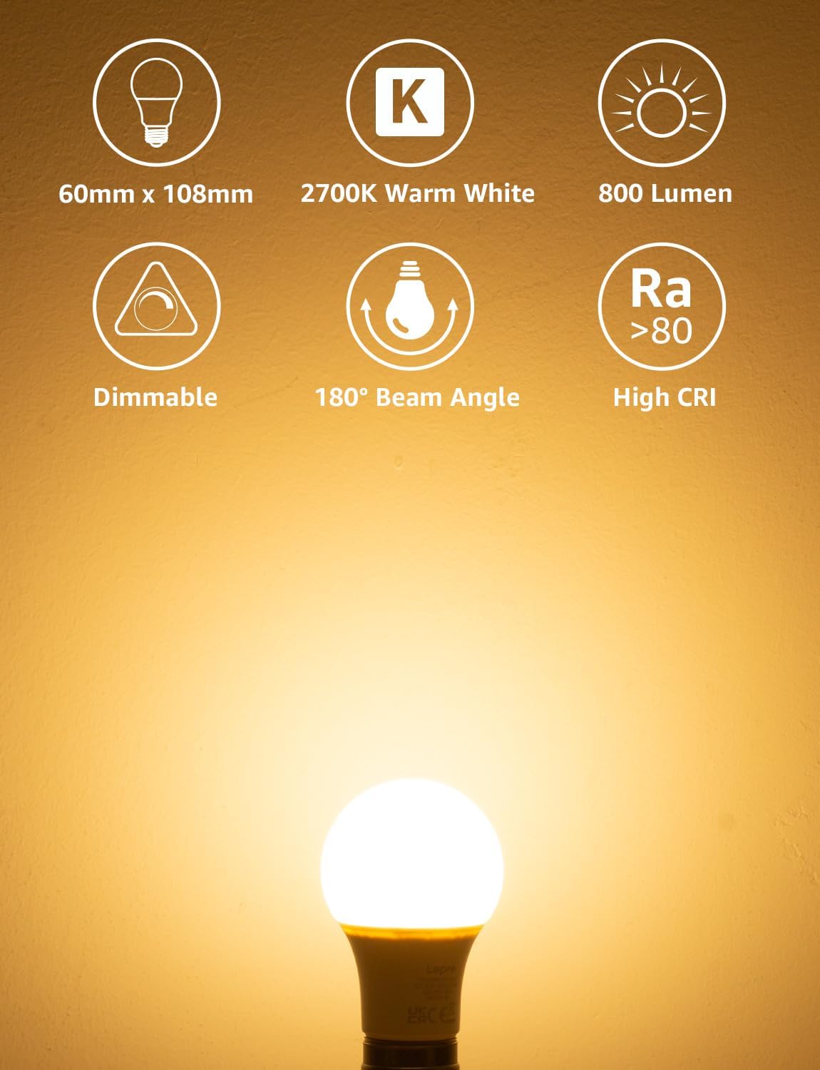 Detalle 1 de Lepro E27 Dimmable Bulb 7W 800lm 2700K