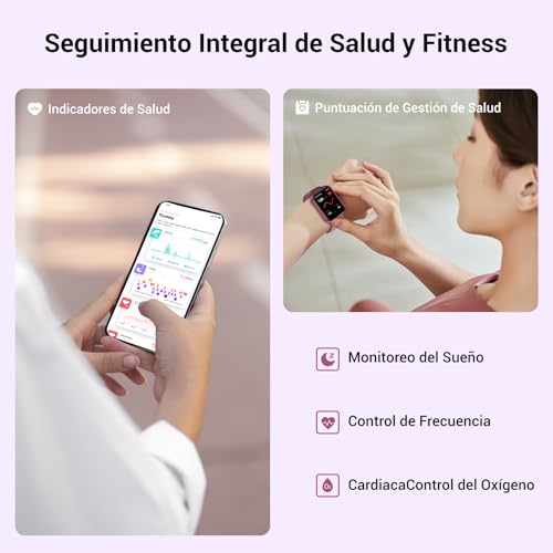 Detalle de Baolubao Reloj Inteligente Mujer con Bluetooth, notificaciones y linterna LED (IP68, 2 correas y esfera DIY)
