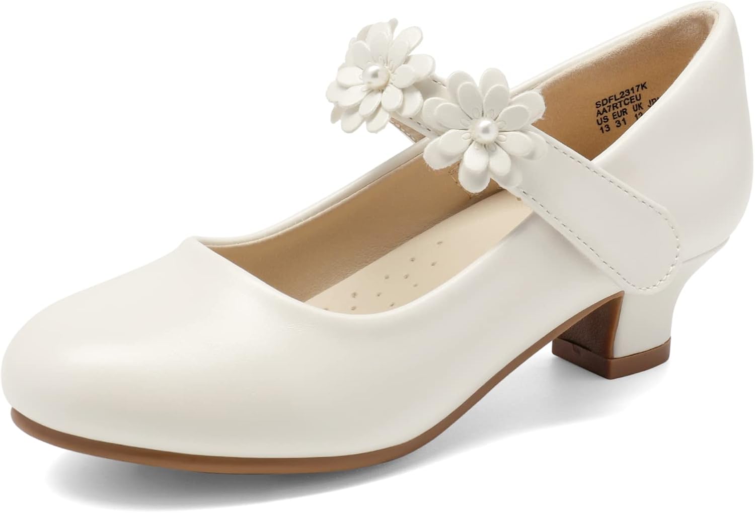 Thumbnail 6 de DREAM PAIRS Mary Jane con cinturino floreale per ragazze, ballerine con tacco basso e punta rotonda