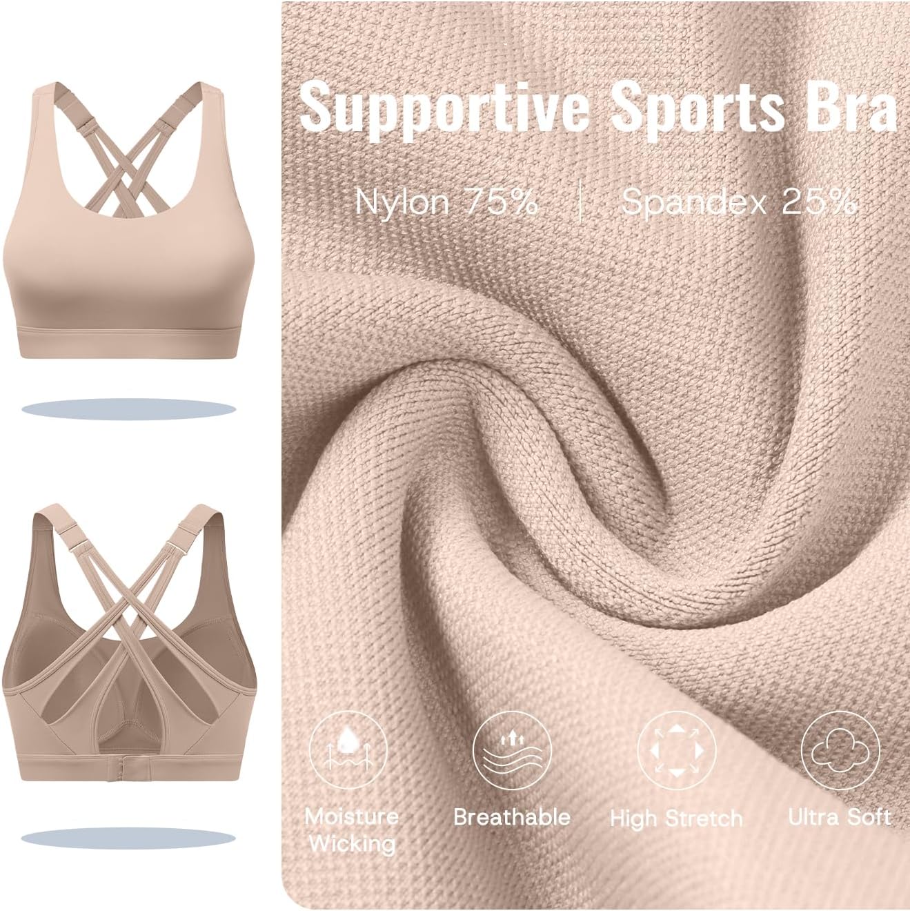 Thumbnail 3 de BYAWAY High Impact Sports Bra for Women with Moulded Cups and Adjustable Straps