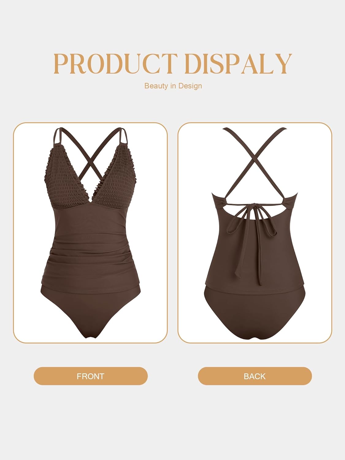 Thumbnail 5 de ZAFUL Women's Tankini Swimsuits Smocked 2-Piece Bathing Suit with Tie-Back