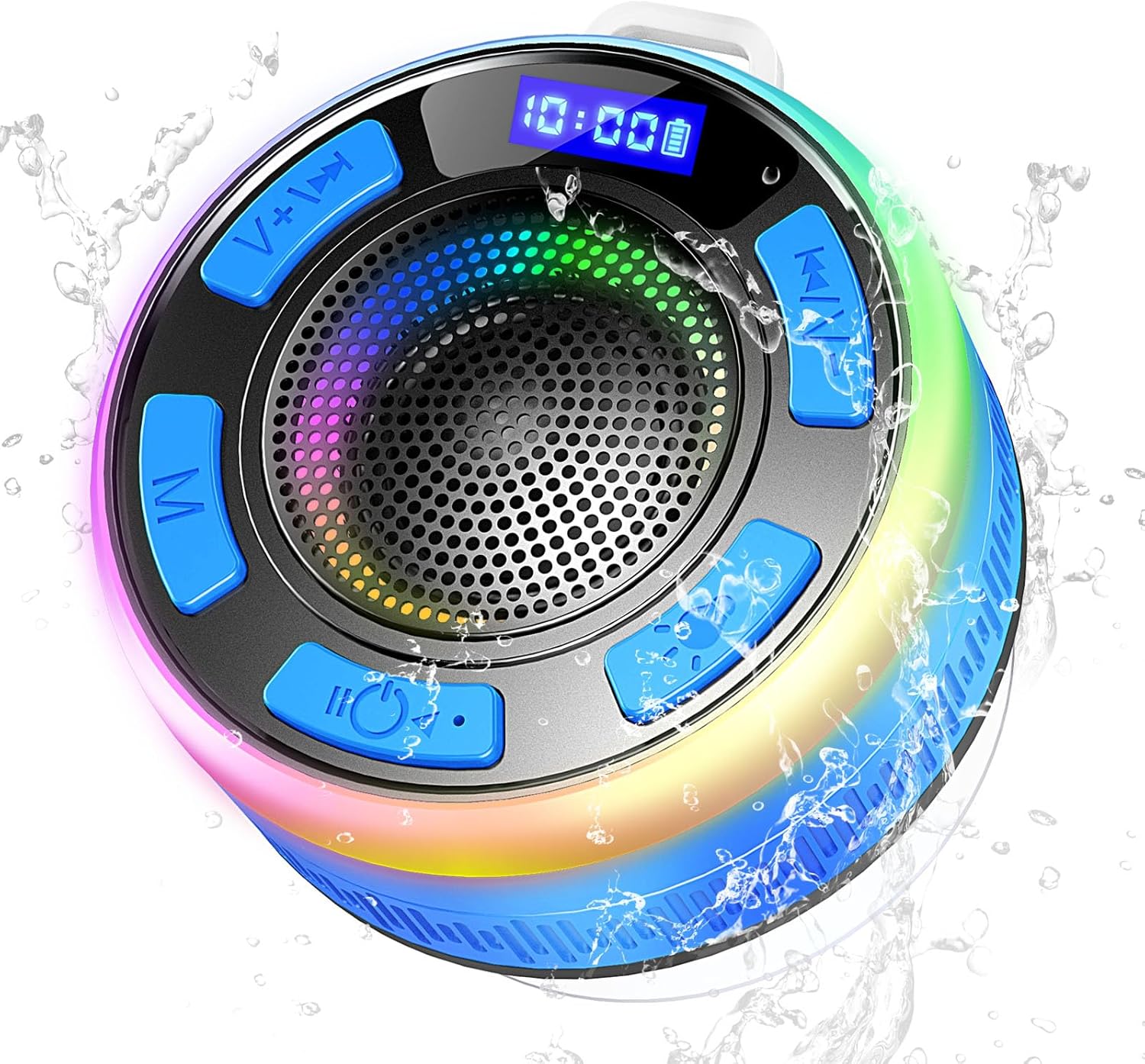 Bluetooth Shower Speaker with IPX7 Waterproof, Bluetooth 5.3 & HD Stereo Sound (IPX7 Suction Cup, Blue)