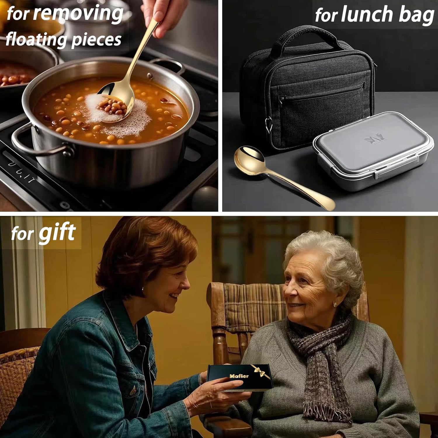 Thumbnail 6 de Mafier 7" Round Soup Spoons Set of 4 🍽