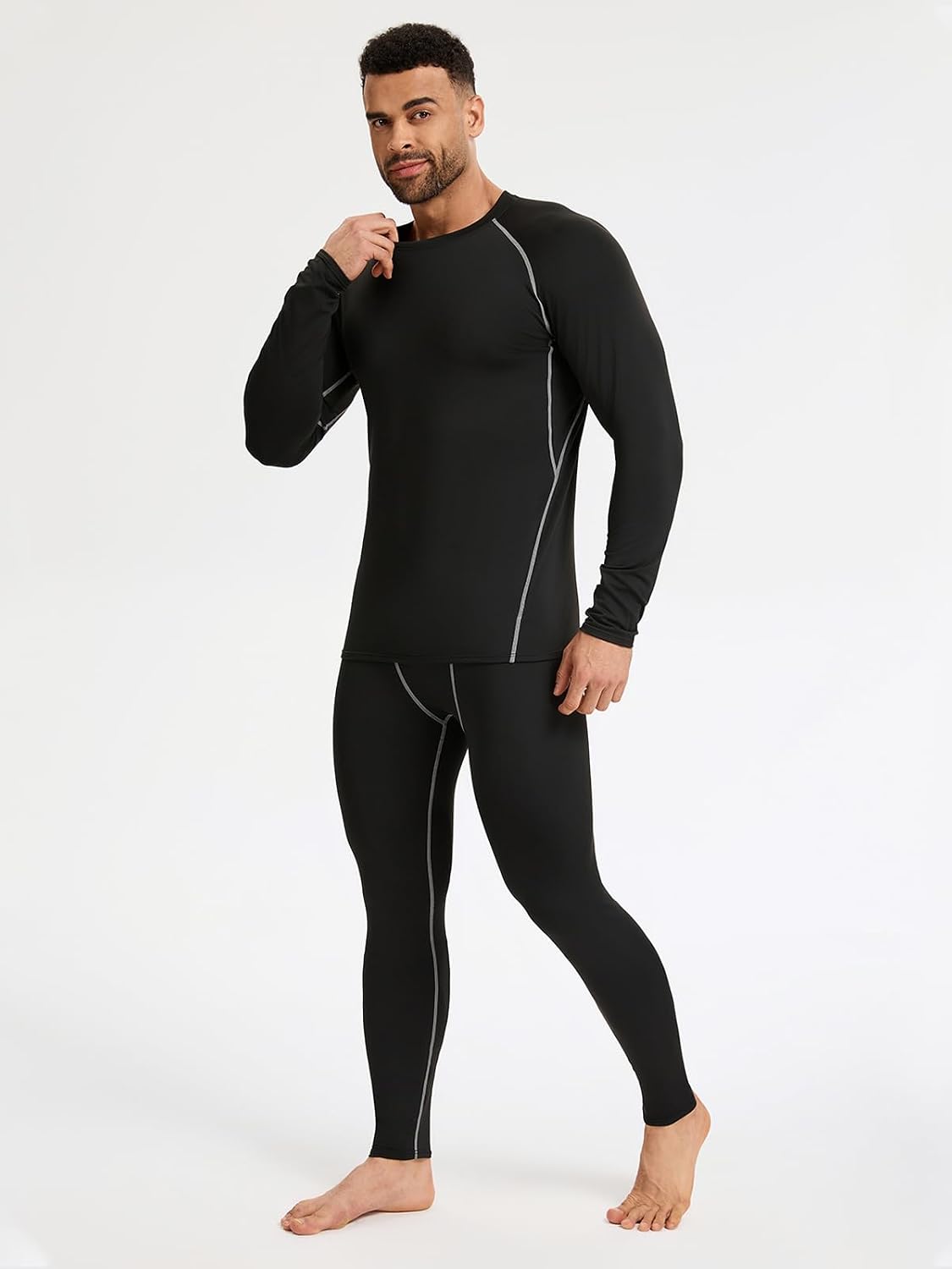 Detalle 2 de Celfaeree 4-Pack Fleece-Lined Men's Compression Shirts, Long-Sleeve Thermal Base Layers