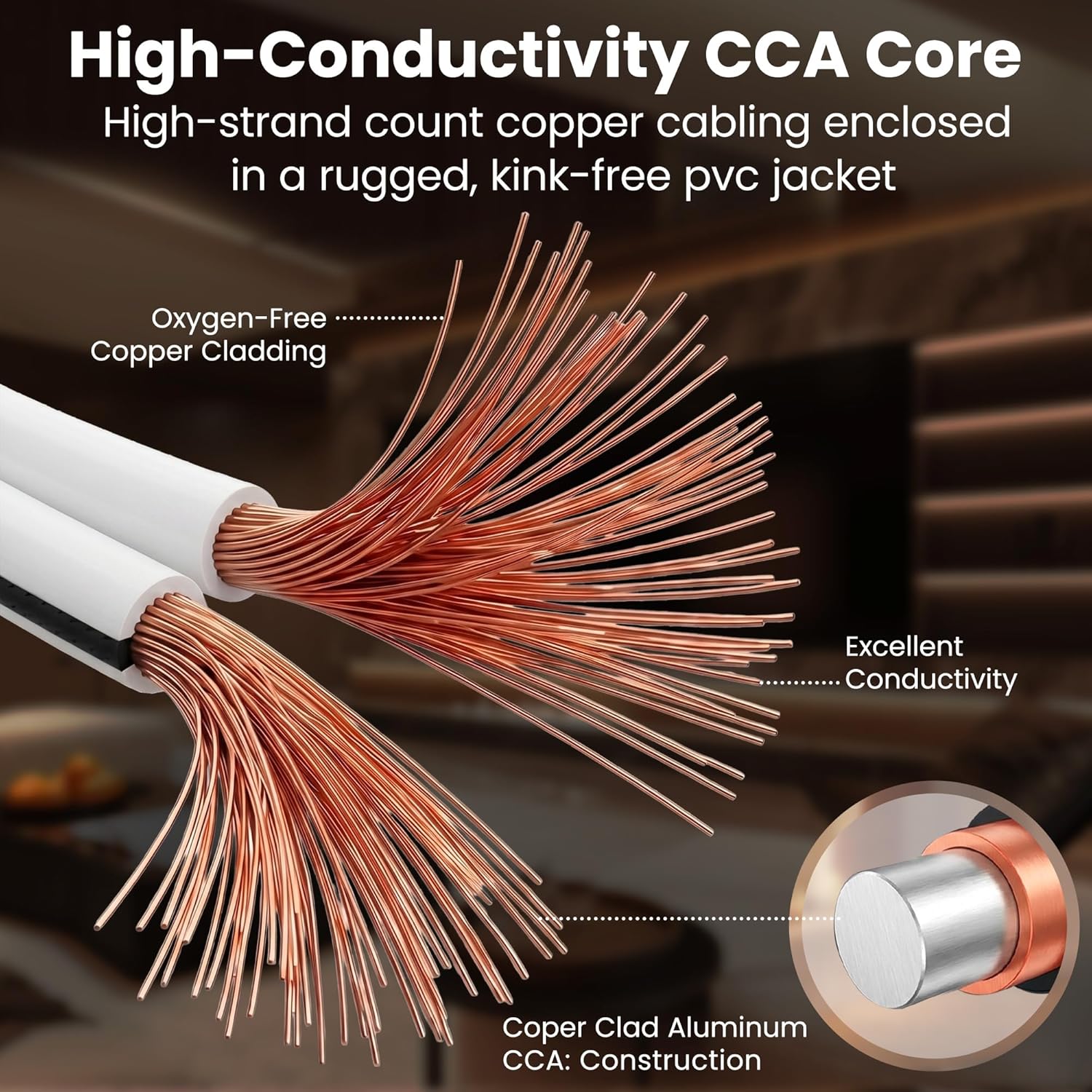 Detalle de GearIT 2x2.5mm² Speaker Cable 152.4m/500ft (14AWG) Twin Core with Polarity Markings