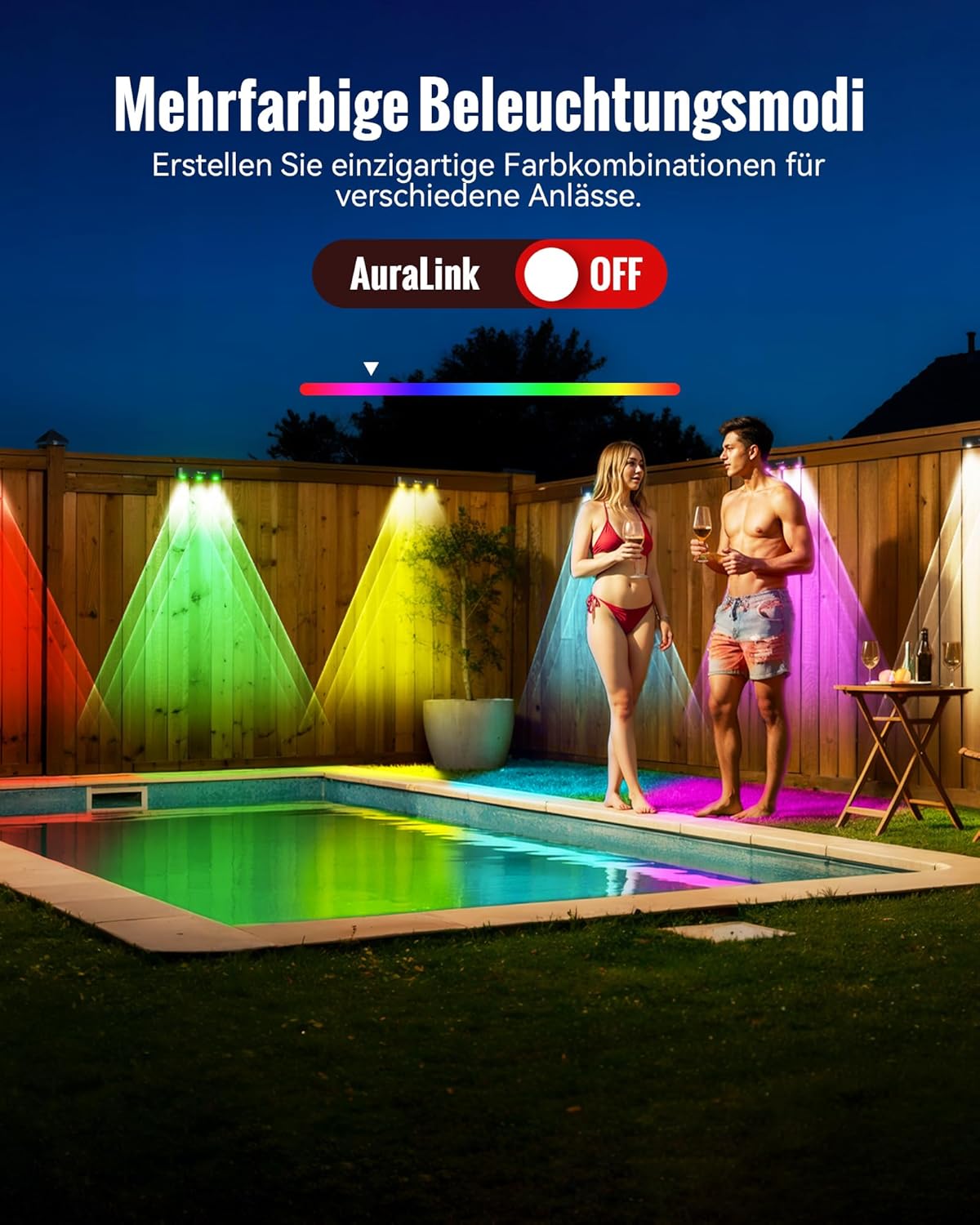 Thumbnail 3 de FabStyl Solarlampen für Außen Wand, 8 Stück – Synchronisierbare RGB-Solarleuchten mit IP65, 10 Modi