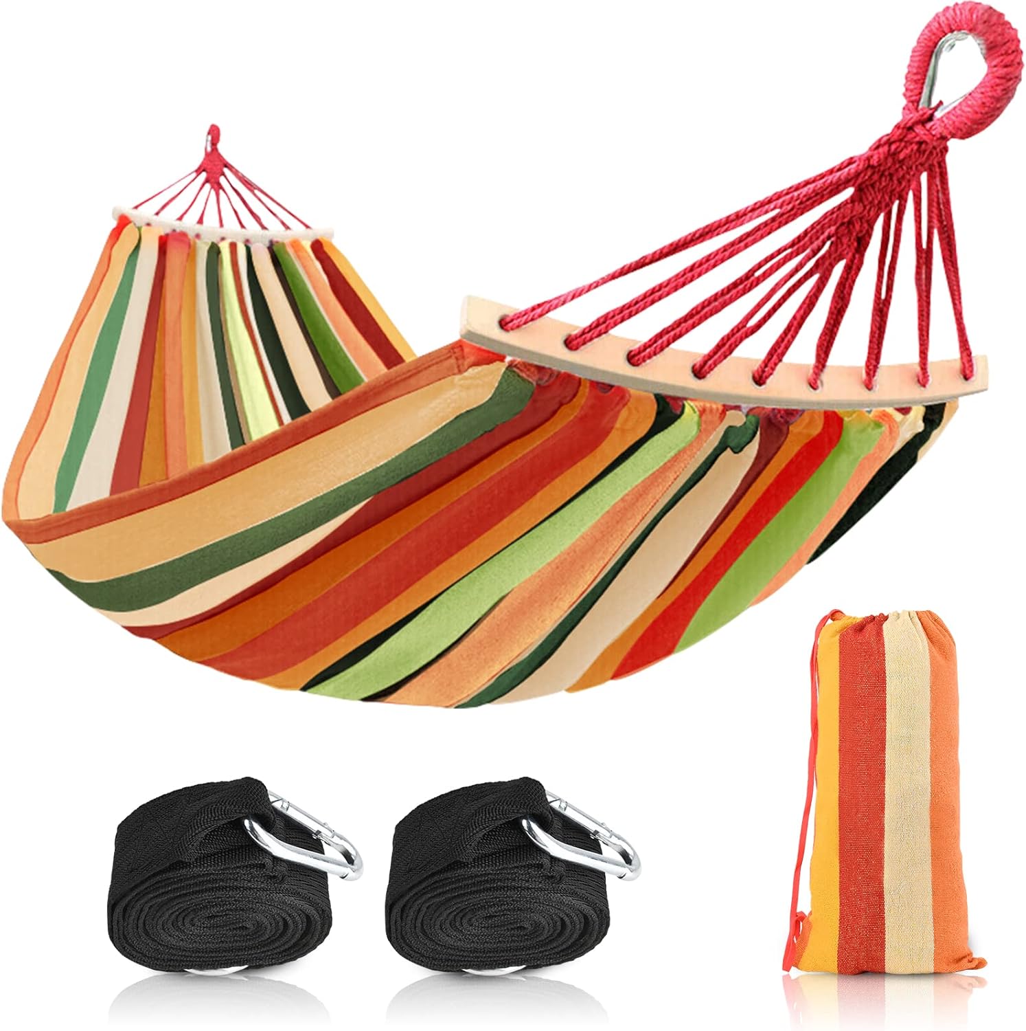 Detalle de Amaca da Campeggio 200 x 150 cm con Asta di Sospensione e Borsa – Canvas Extra Large, Portatile, 300 kg