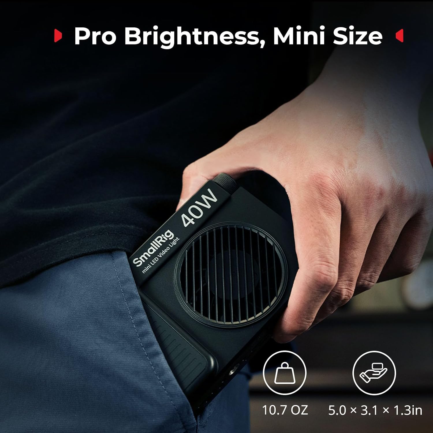 Detalle 2 de SMALLRIG RM40C Mini-LED RGB Videoleuchte mit 4800-mAh-Akku, LCD-Display und magnetischem Diffusor – 5359