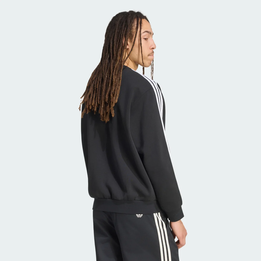 Thumbnail 1 de Sudadera de cuello redondo holgada Adicolor 3 Stripes de Adidas – negro