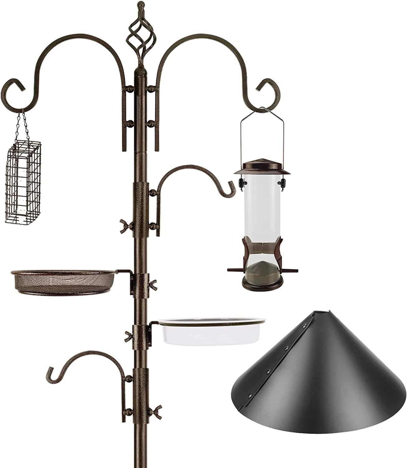Detalle de MIXXIDEA bird feeder station kit with squirrel baffle, suet cage and mesh tray