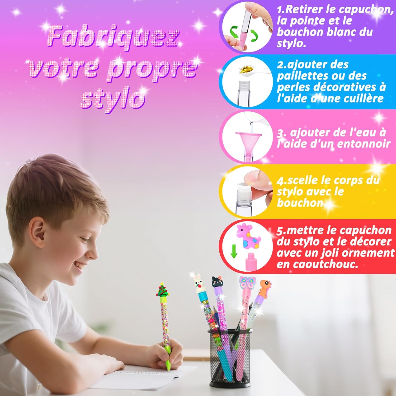 Thumbnail 3 de Kit MOMUSE « Fabrique à Stylo 50 Accessoires » : atelier de stylos personnalisés pour enfants (6-12 ans)
