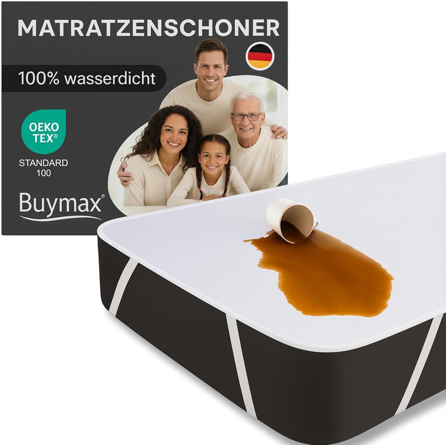 Detalle de Buymax Matratzenschoner 90x200 cm wasserdicht