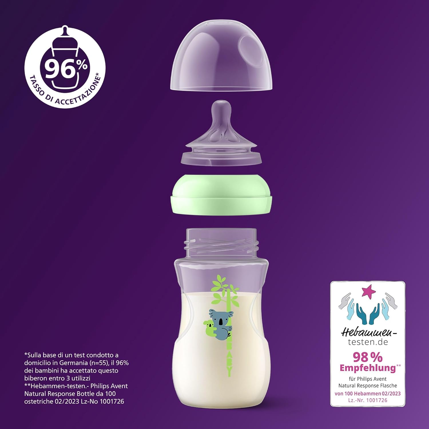 Detalle 2 de Philips Avent Natural Response Biberon 260 ml (3 pezzi) con tettarella flusso medio, design tropicale SCY903/73
