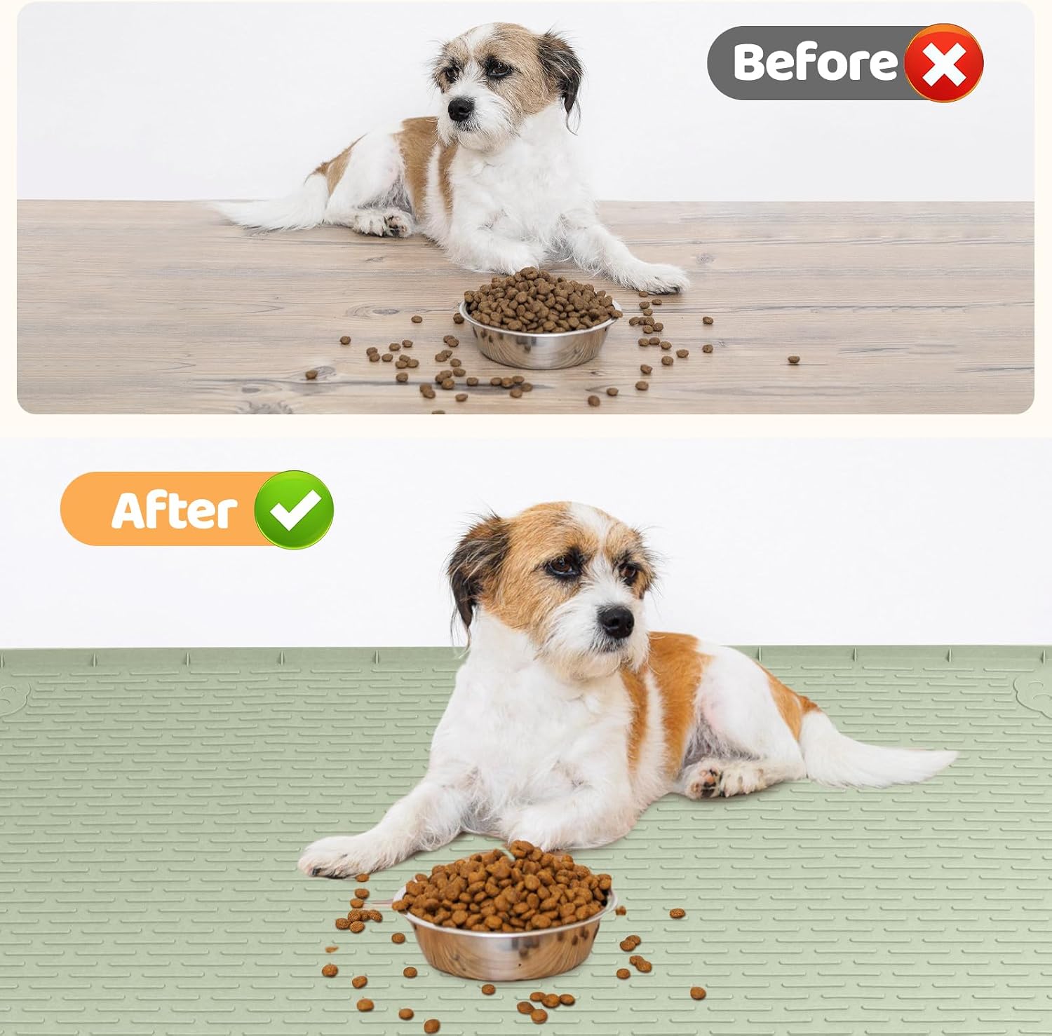 Thumbnail 3 de Bartuke Dog Bowl Mat 40x28in Large Silicone Feeding Mat with Raised Edge
