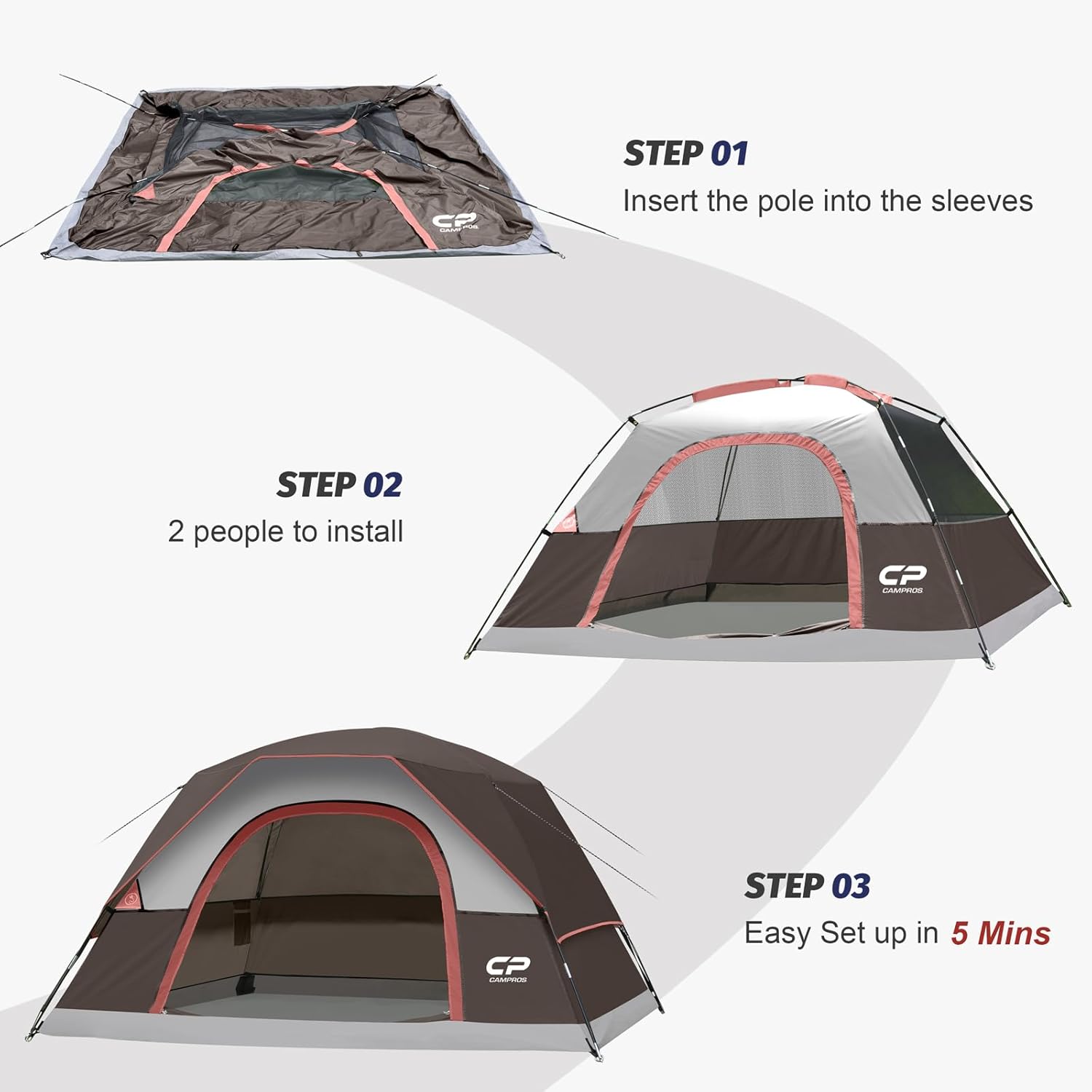 Thumbnail 2 de CAMPROS CP Camping Tent 4 Person: Waterproof, Easy Setup,Large Mesh Windows