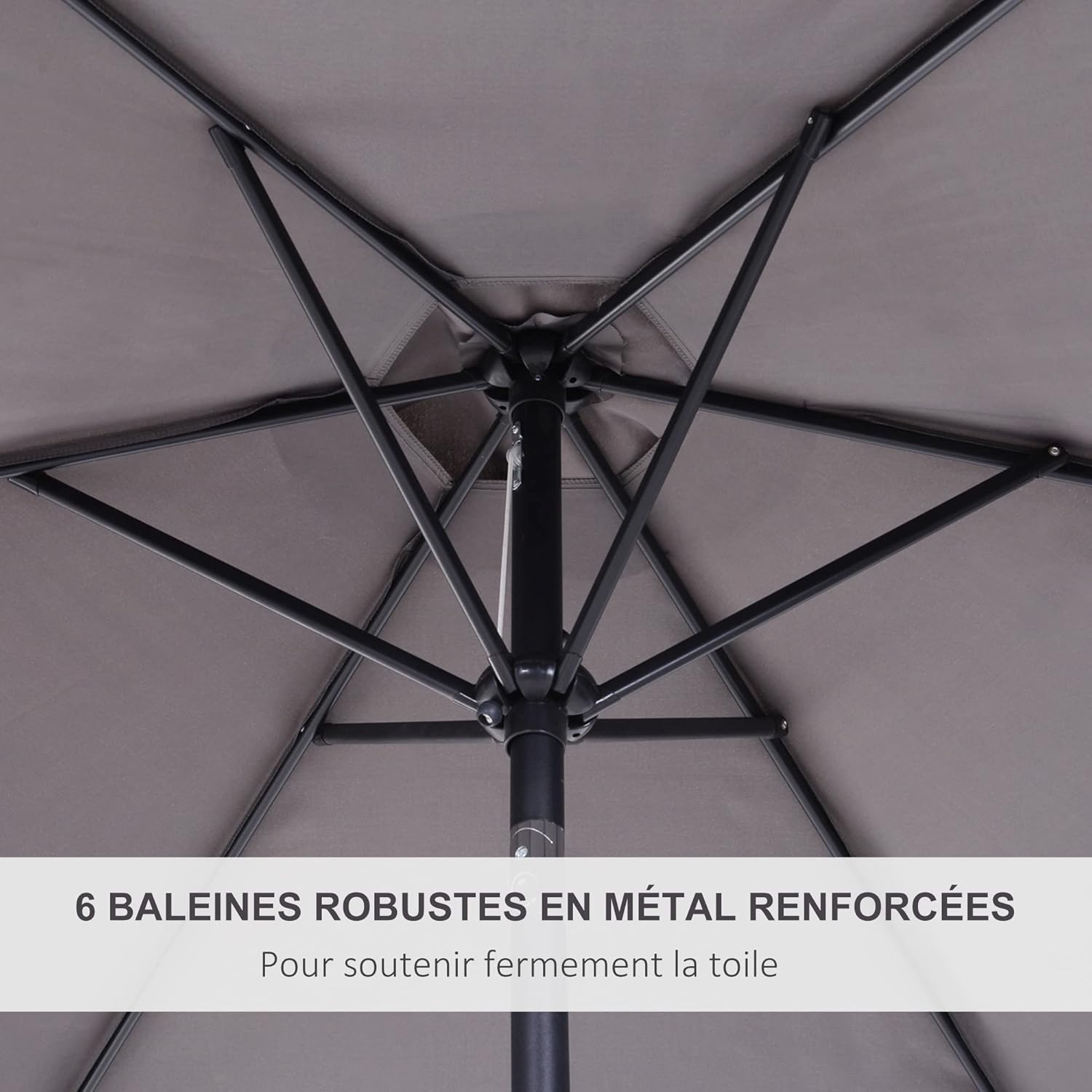 Thumbnail 4 de Outsunny Parasol droit inclinable de jardin Ø2,6 m – aluminium et toile polyester 180 g/m²