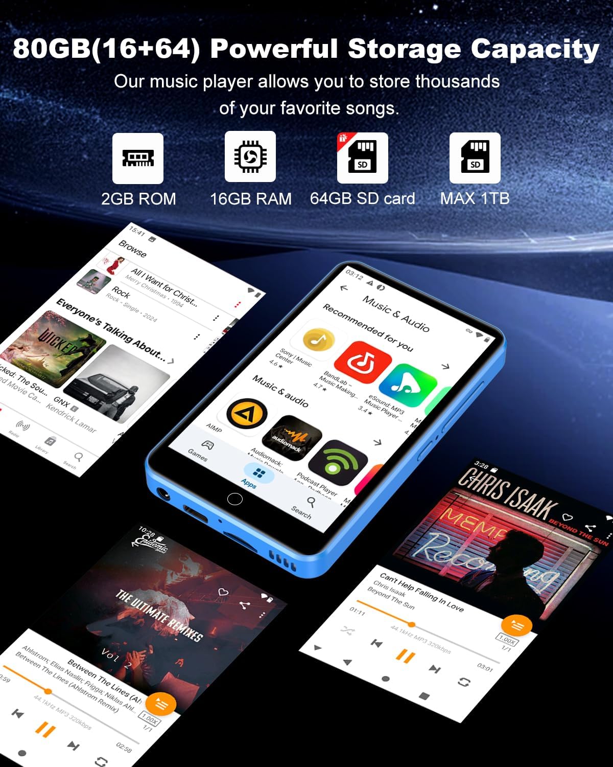 Thumbnail 2 de ZAQE M505 Reproductor MP3 80 GB con Bluetooth