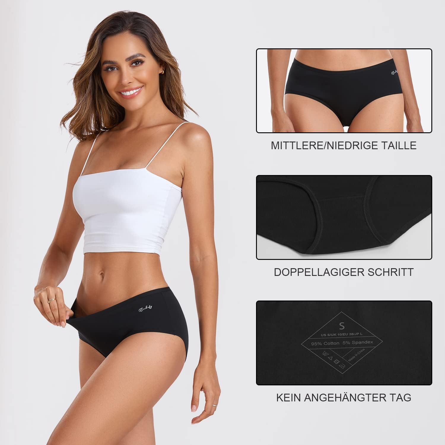 Detalle 2 de coskefy Unterhosen Damen Baumwolle 6er Pack