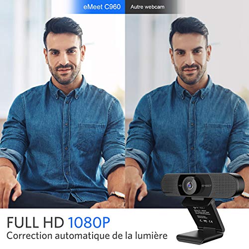 Detalle de eMeet Webcam 1080P C960 : Web Cam Full HD avec double microphone et grand angle 90°