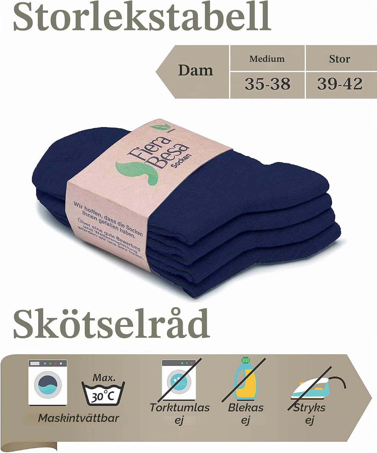 Detalle 1 de Fiera Besa diabetikerstrumpor för dam, 4-pack i bambuviskos, sömlös tå