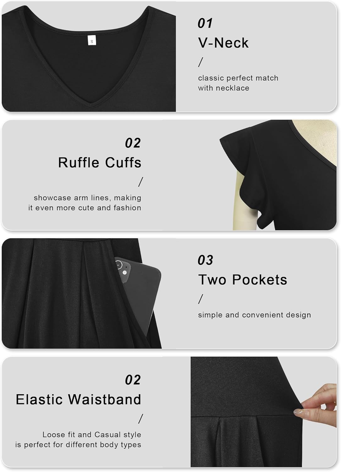 Thumbnail 4 de PLOKNRD Sommerkleid Damen mit V-Ausschnitt, Midi-Länge und Taschen