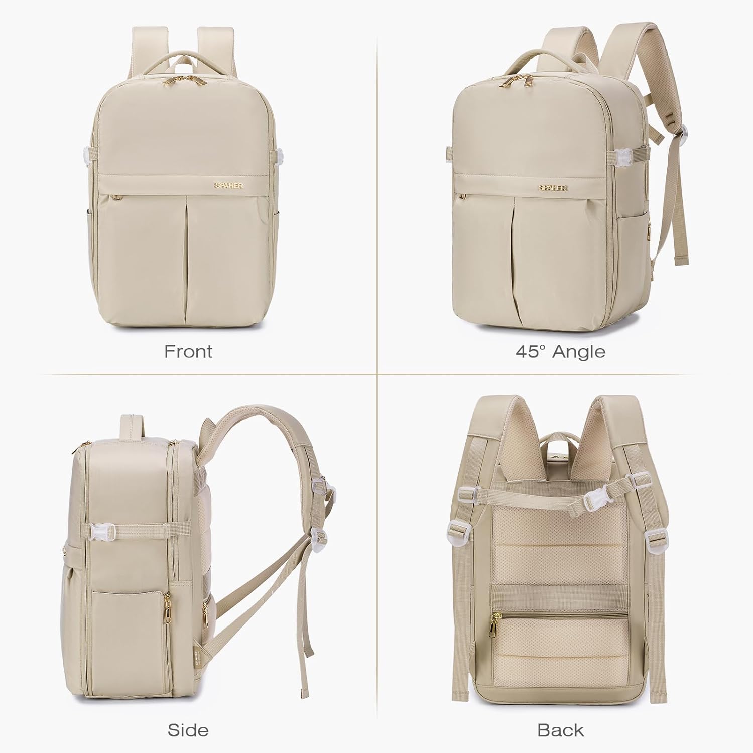 Thumbnail 6 de SPAHER Cabin Bag 40x30x20 Underseat Laptop Backpack (Up to 15.6 Inch) – Beige