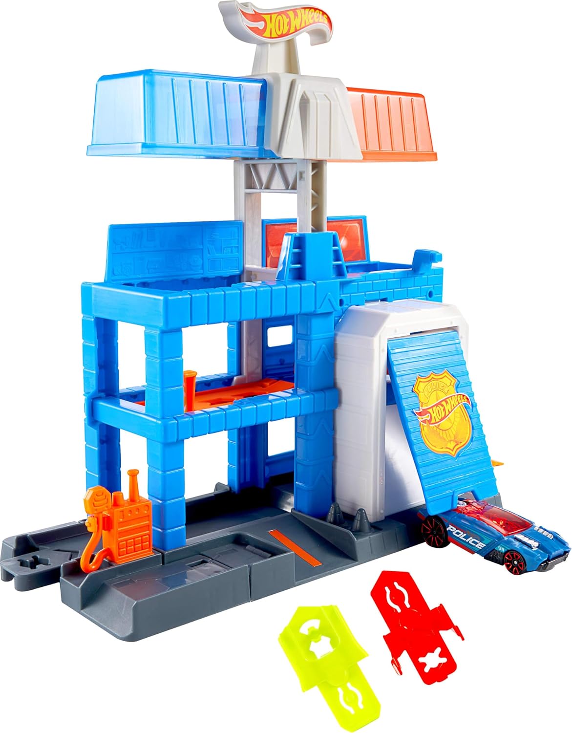 Detalle de Hot Wheels Torre di Polizia – Set espandibile a tre piani con veicolo incluso (JHL74)