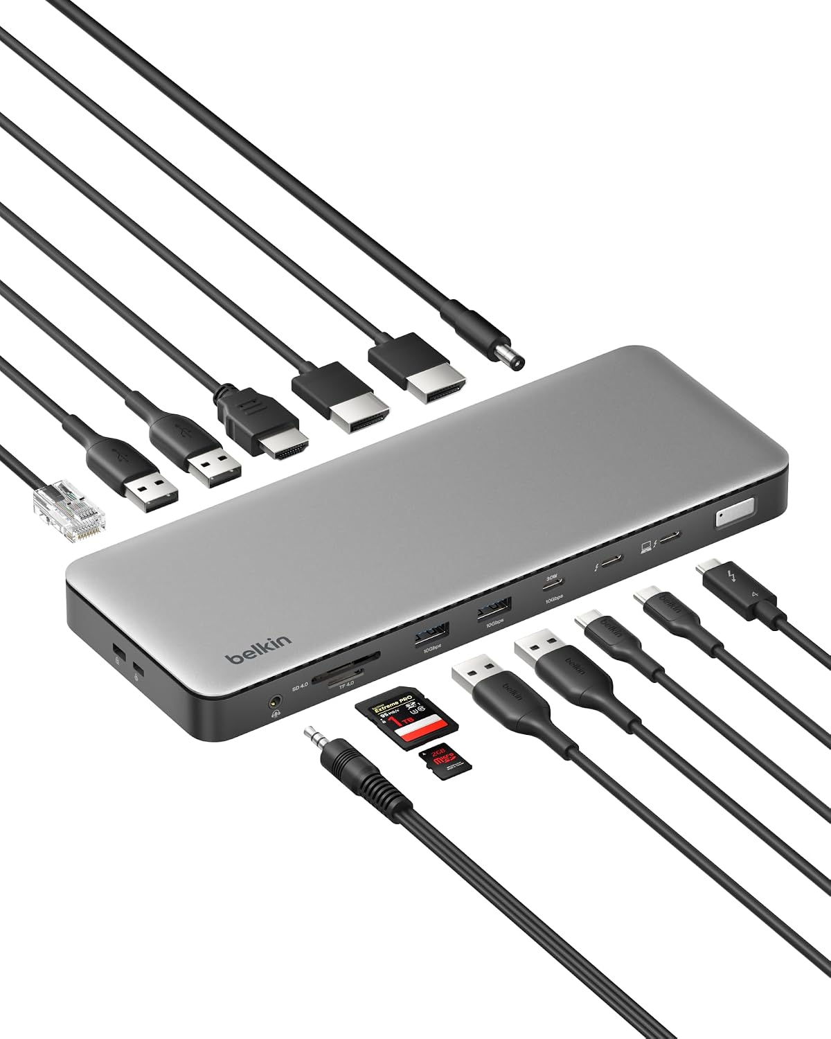 Detalle de Belkin INC030qcSGY Thunderbolt 4ドッキングステーション 14-in-1・最大96W給電・3画面出力
