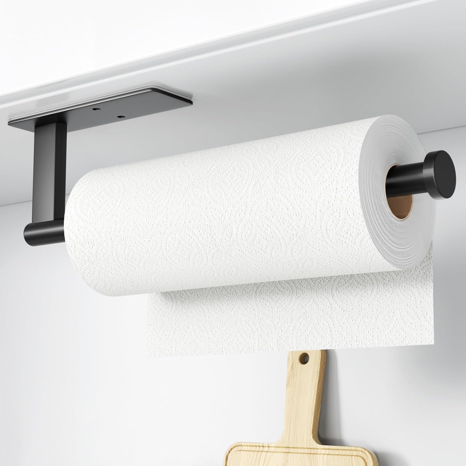 Paper Towel Holder Under Cabinet – Self-Adhesive or Drilling, Stainless Steel Kitchen Roll Holder (12.4 inches)