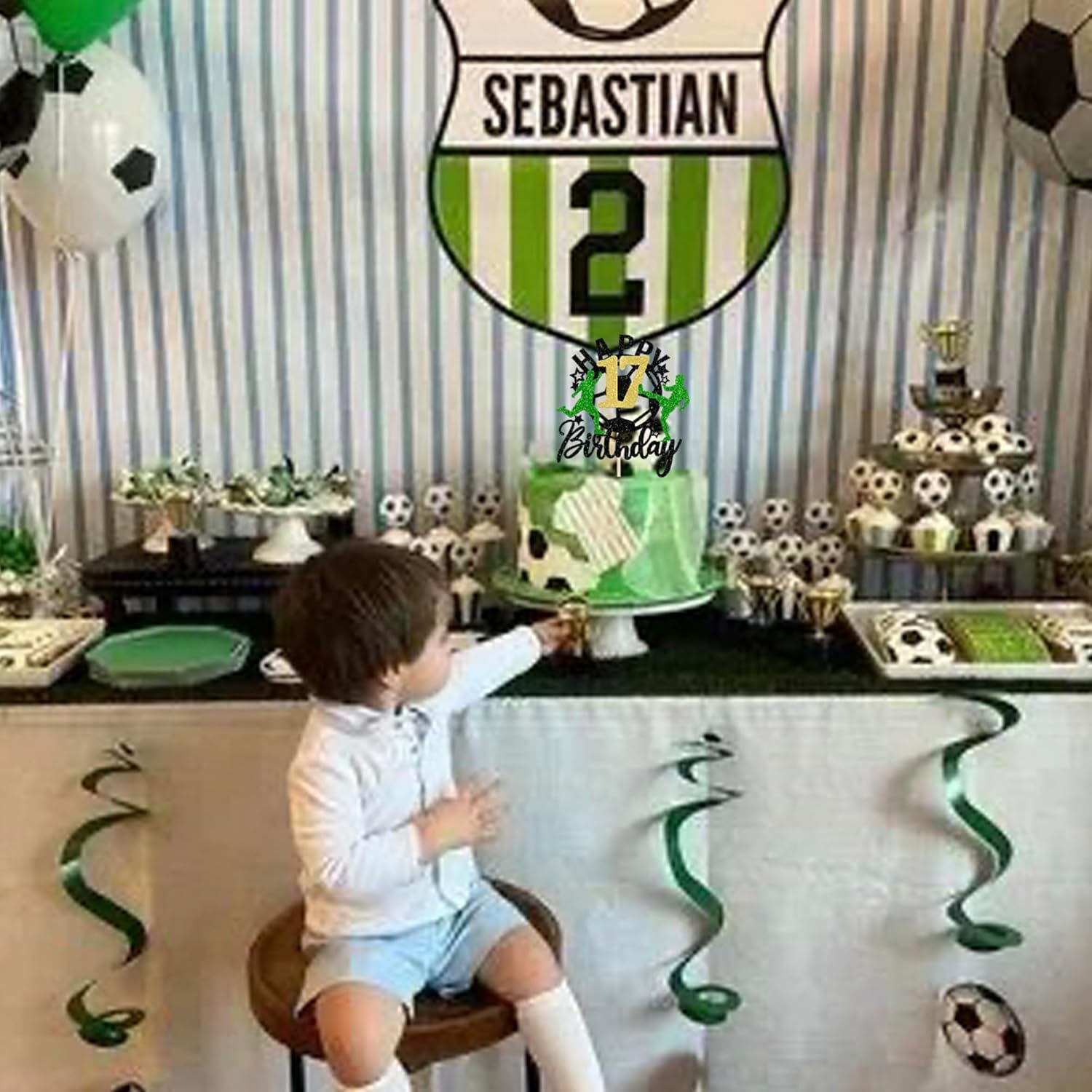 Thumbnail 4 de SYKYCTCY 13th Birthday Soccer Cake Topper set (1 pack) with stick