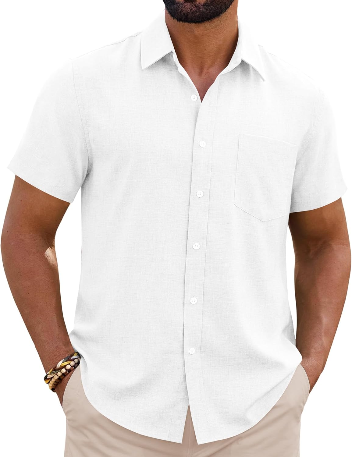 Detalle de siliteelon Leinenhemd Herren Kurzarm Regular Fit – Sommerliches Leinen-Top mit Komfort