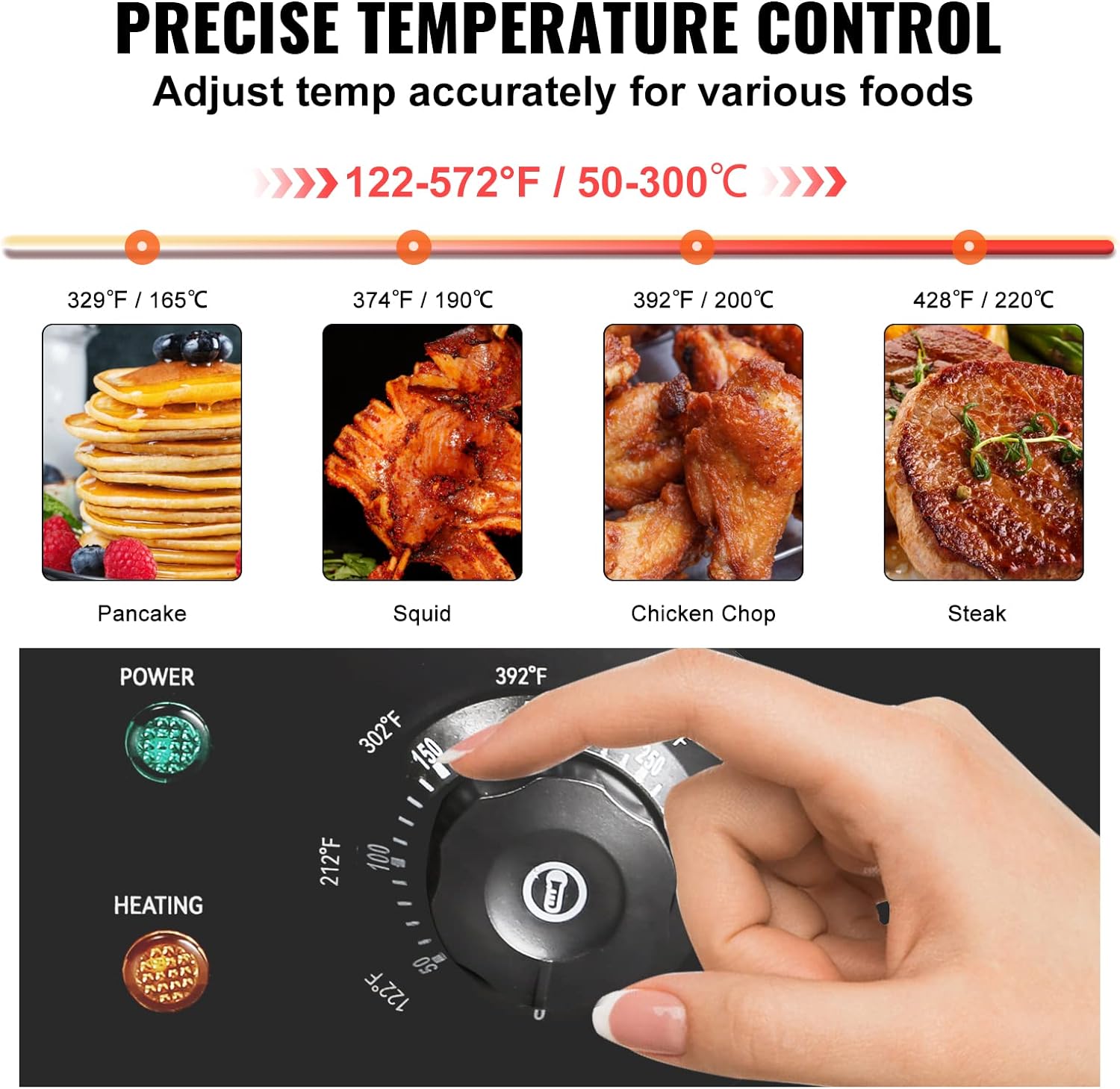 Thumbnail 3 de VEVOR 22" Commercial Electric Griddle (1600W) w/ Iron Plate, Adjustable 122–572°F