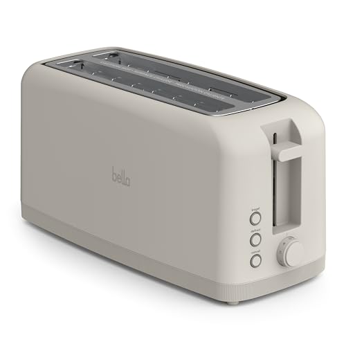 bella Fits-Anywhere Slim Toaster: 4-Slice, Extra Long & Wide Slot, Oatmilk