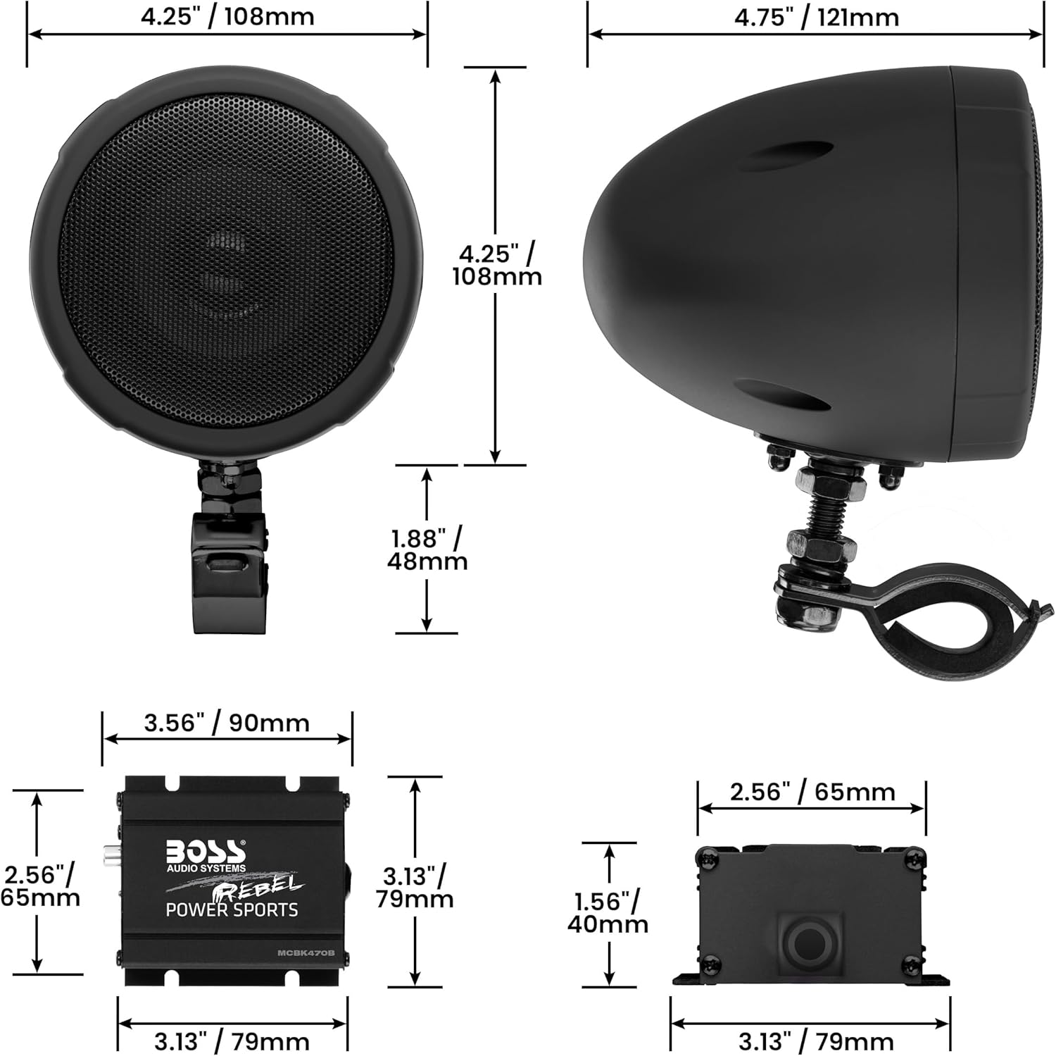 Thumbnail 6 de BOSS Audio Systems MCBK470B Motorcycle Bluetooth Speaker System with Class D Compact Amplifier