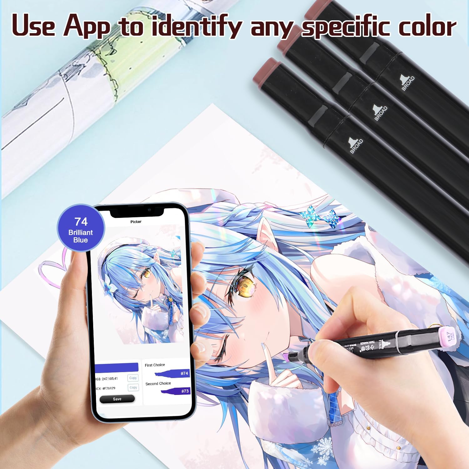 Thumbnail 4 de Vokiuler 262 Alcohol Markers: Dual-Tip Art Markers Set with App and Carrying Case