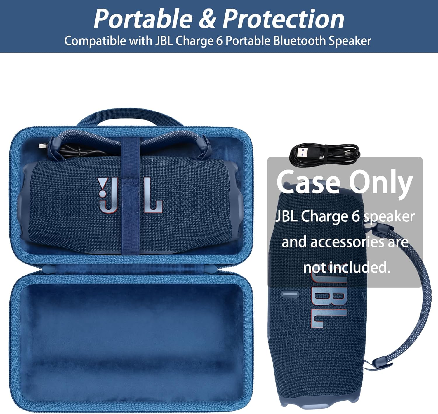 Thumbnail 2 de Khanka Hard Case for JBL Charge 6 – EVA Travel Case with Shoulder Strap (Blue)