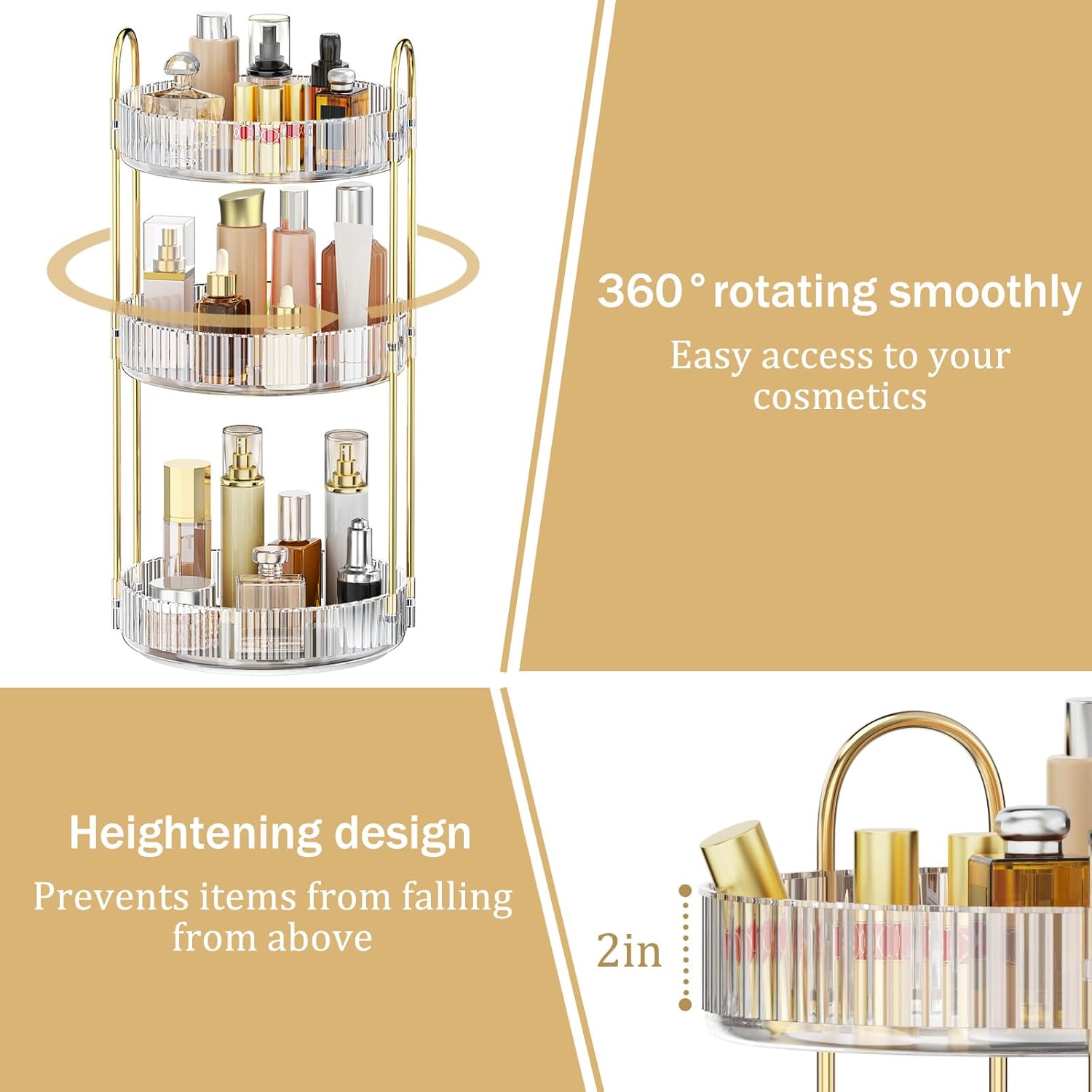 Thumbnail 1 de MOKANI 360 rotating makeup organiser, 3 tiers